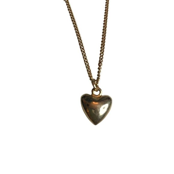 Vintage Sarah Coventry Puffed Heart Necklace 15-17" Adjust Gold Tone Girl Dainty - Picture 1 of 6